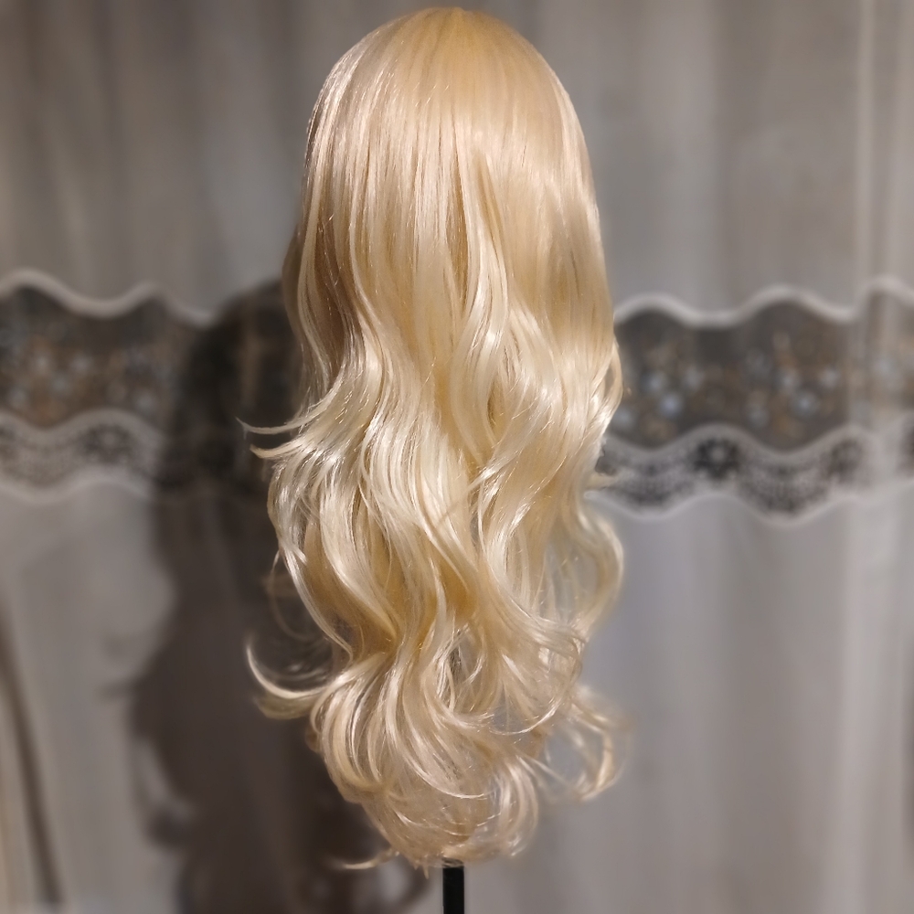 Bleach Blonde Wavy Synthetic Hair Lace Front Wig 26"